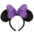 Japan Tokyo Disney Resort Glitter Headband - Minnie Mouse / Sequin Black Purple - 1