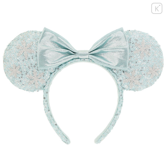 Japan Tokyo Disney Resort Glitter Headband - Minnie Mouse / Sequin Pale Blue Green - 1