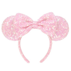 Japan Tokyo Disney Resort Glitter Headband - Minnie Mouse / Sequin Pale Pink