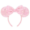 Japan Tokyo Disney Resort Glitter Headband - Minnie Mouse / Sequin Pale Pink - 1