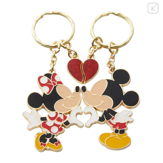 Japan Tokyo Disney Resort Metal Keychain Set - Mickey Mouse & Minnie Mouse / Kiss Love - 1