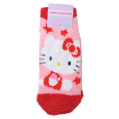 Japan Sanrio Fluffy Socks - Hello Kitty / Pink Red Star