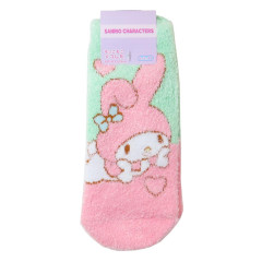 Japan Sanrio Fluffy Socks - My Melody / Pink Green Heart