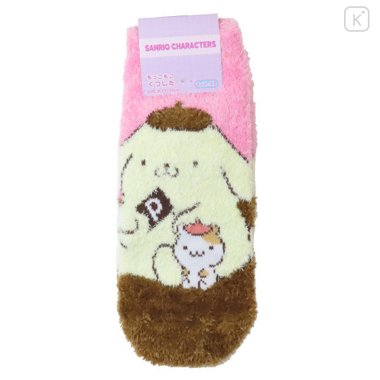 Japan Sanrio Fluffy Socks - Pompompurin / Pink Brown - 1