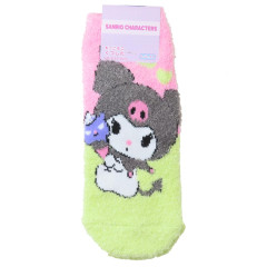 Japan Sanrio Fluffy Socks - Kuromi / Pink Lime