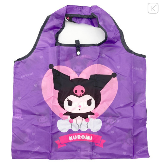 Japan Sanrio Eco Shopping Bag - Kuromi / Purple Heart - 1