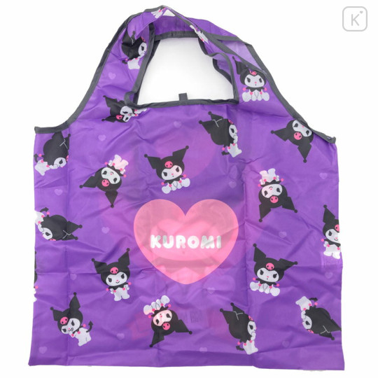 Japan Sanrio Eco Shopping Bag - Kuromi / Purple Heart - 2