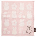 Japan Miffy Mini Towel Jacquard Handkerchief - Miffy / Flower Cherry Pink - 1