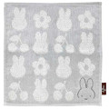 Japan Miffy Mini Towel Jacquard Handkerchief - Miffy / Flower Cherry Grey - 1