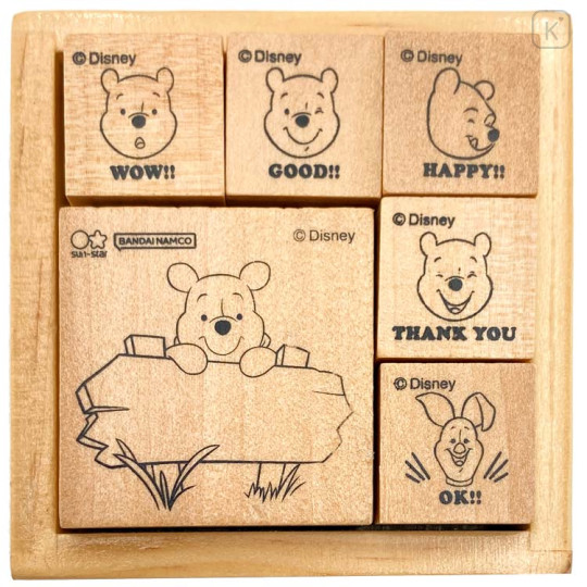 Japan Disney Wooden Stamp Chop - Pooh / Face - 1