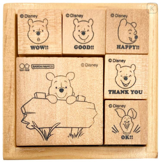 Japan Disney Wooden Stamp - Pooh : Face - 1