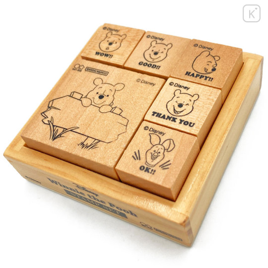 Japan Disney Wooden Stamp Chop - Pooh / Face - 2