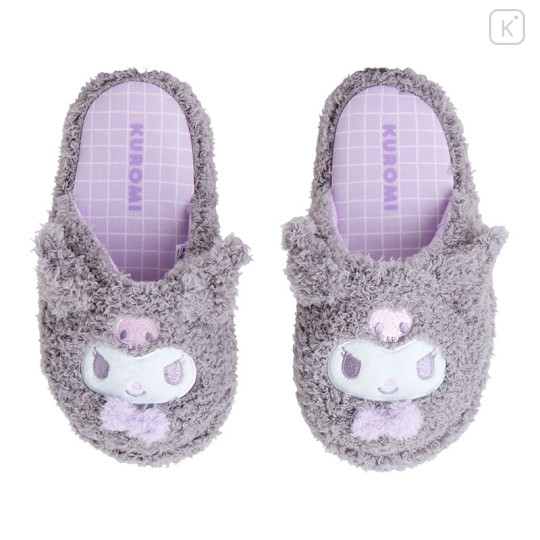 Japan Sanrio Original Kids Face Slippers - Kuromi / Warm Room - 2