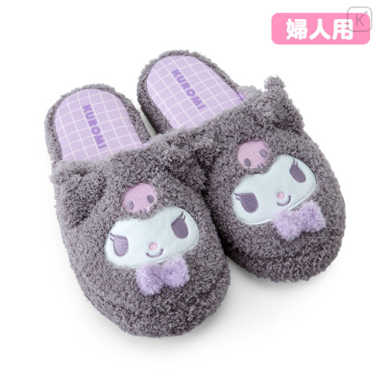 Japan Sanrio Original Face Slippers - Kuromi / Warm Room - 1