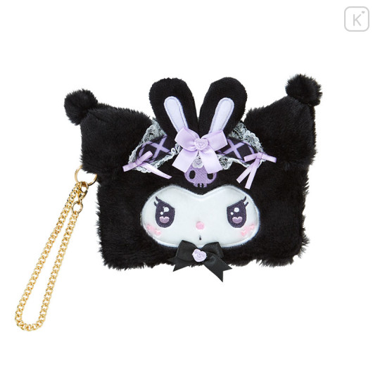 Japan Sanrio Original Face-shaped Card Case - Kuromi / Dream Ribbon - 1