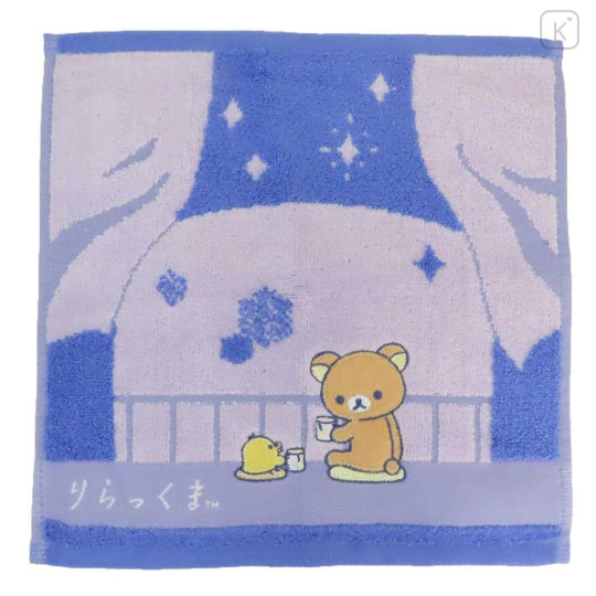 Japan San-X Mini Towel Jacquard Handkerchief - Kiiroitori & Rilakkuma / Star Night - 1