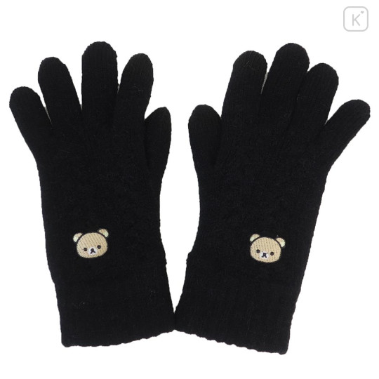 Japan San-X Embroidery Smartphone Compatible Gloves - Rilakkuma / Black - 1