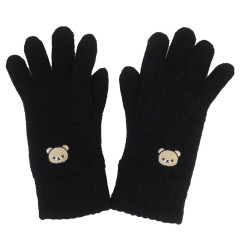 Japan San-X Embroidery Smartphone Compatible Gloves - Rilakkuma / Black