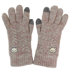 Japan San-X Embroidery Smartphone Compatible Gloves - Korilakkuma / Pale Brown