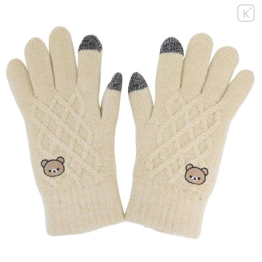 Japan San-X Embroidery Smartphone Compatible Gloves - Chairoikoguma / Beige - 1