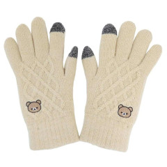 Japan San-X Embroidery Smartphone Compatible Gloves - Chairoikoguma / Beige