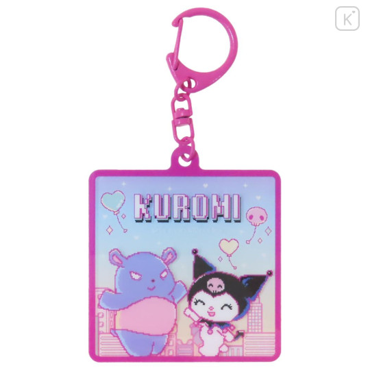 Japan Sanrio Acrylic Keychain - Kuromi / KUROMIfy the World Pixel Art Baku - 1