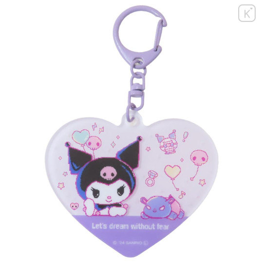 Japan Sanrio Acrylic Keychain - Kuromi / KUROMIfy the World Pixel Art Dream Without Fear Heart - 1