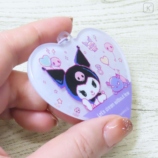 Japan Sanrio Acrylic Keychain - Kuromi / KUROMIfy the World Pixel Art Dream Without Fear Heart - 2