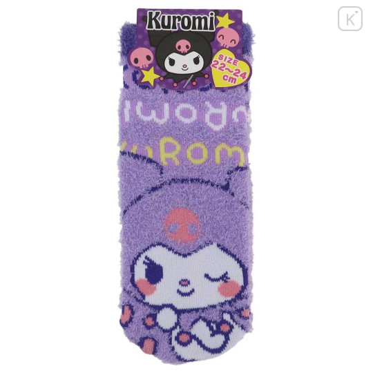 Japan Sanrio Fluffy Socks - Kuromi / Wink - 1