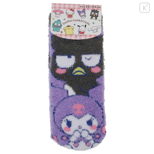 Japan Sanrio Fluffy Socks - Badtz-maru & Kuromi / Blush - 1