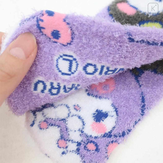 Japan Sanrio Fluffy Socks - Badtz-maru & Kuromi / Blush - 2