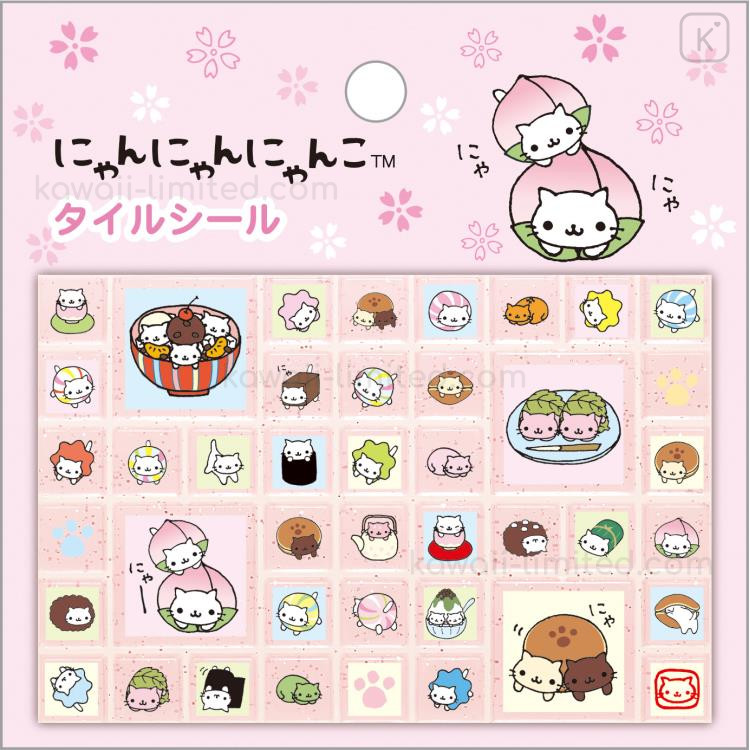nyan-nyan　0103 ♡ Japan San-X Tile Sticker - Nyan Nyan Nyanko : Pink | Kawaii