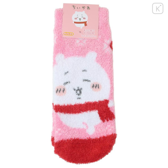 Japan Chiikawa Fluffy Socks - Chiikawa / Snow Pink Red - 1