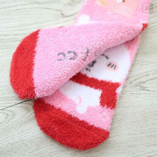 Japan Chiikawa Fluffy Socks - Chiikawa / Snow Pink Red - 2