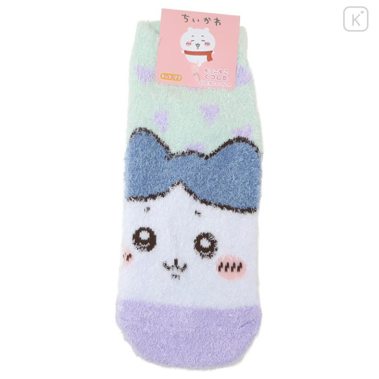 Japan Chiikawa Fluffy Socks - Hachiware : Mint Purple - 1