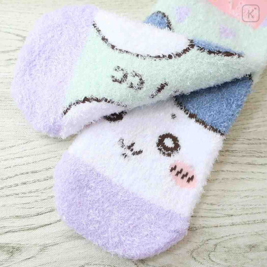 Japan Chiikawa Fluffy Socks - Hachiware : Mint Purple - 2