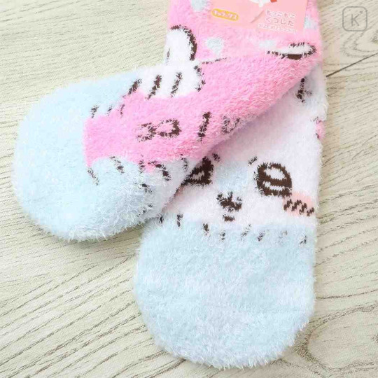 Japan Chiikawa Fluffy Socks - Momonga : Pink - 2