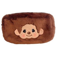 Japan Monchhichi Fluffy Plush Pen Case - Monchhichi-kun