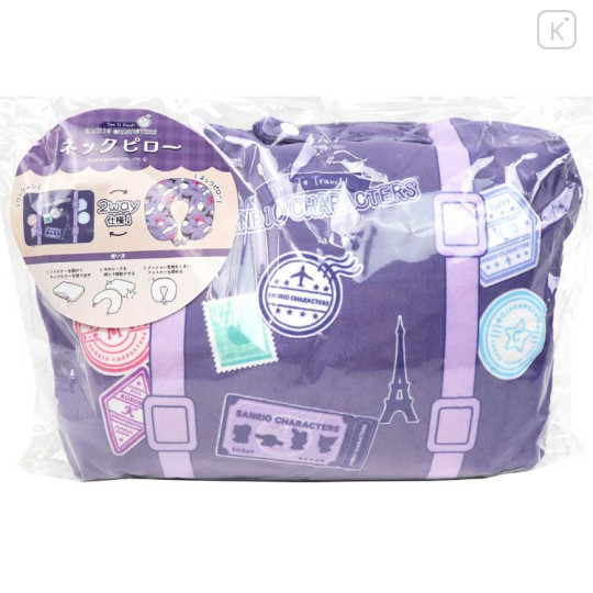 Japan Sanrio 2 Way Neck Pillow Cushion - Characters / Purple - 1