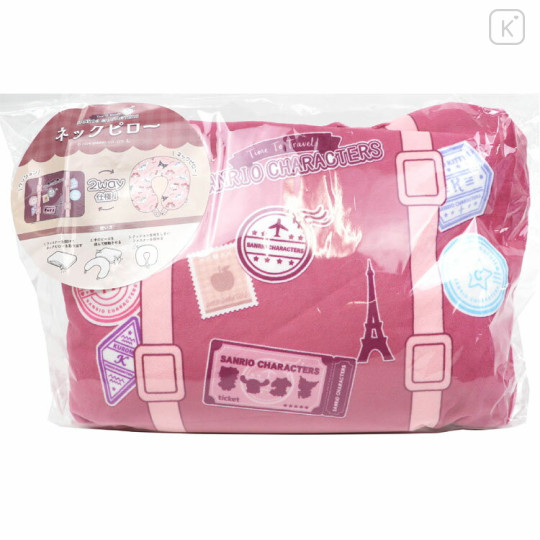 Japan Sanrio 2 Way Neck Pillow Cushion - Characters / Pink - 1