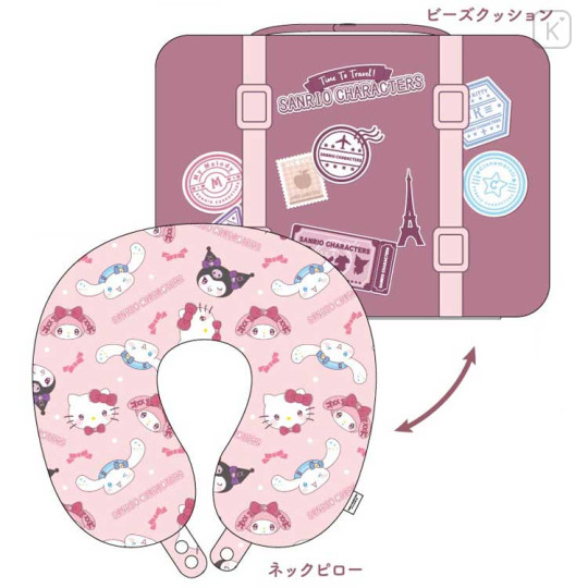 Japan Sanrio 2 Way Neck Pillow Cushion - Characters / Pink - 2