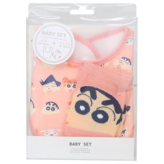 Japan Crayon Shin-chan Bib & Socks Set - Shinnosuke Nohara / Friends Pink