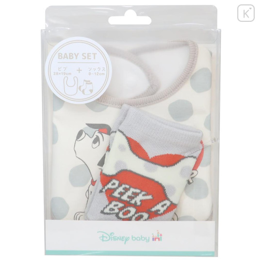 Japan Disney Bib & Socks Set - 101 Dalmatians / Light Grey - 1