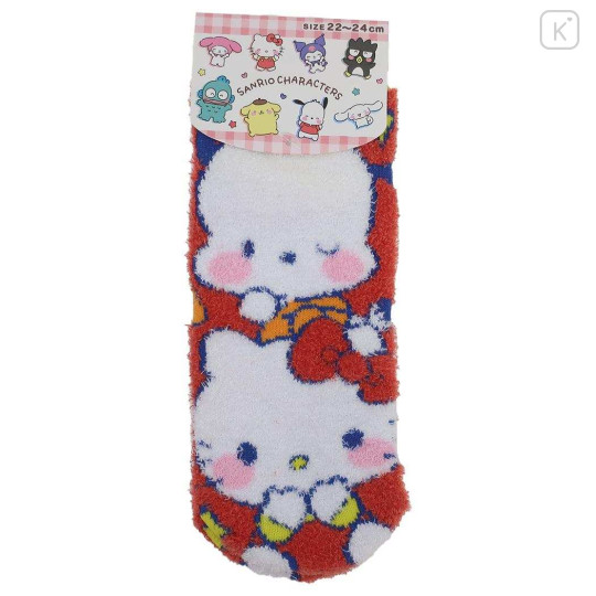 Japan Sanrio Fluffy Socks - Hello Kitty & Pochacco / Blush - 1