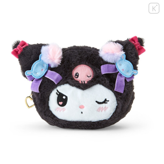 Japan Sanrio Original Face-shaped Pouch - Kuromi / Romantic Room - 1