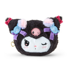 Japan Sanrio Original Face-shaped Pouch - Kuromi / Romantic Room