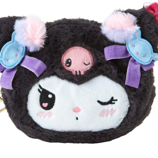 Japan Sanrio Original Face-shaped Pouch - Kuromi / Romantic Room - 4