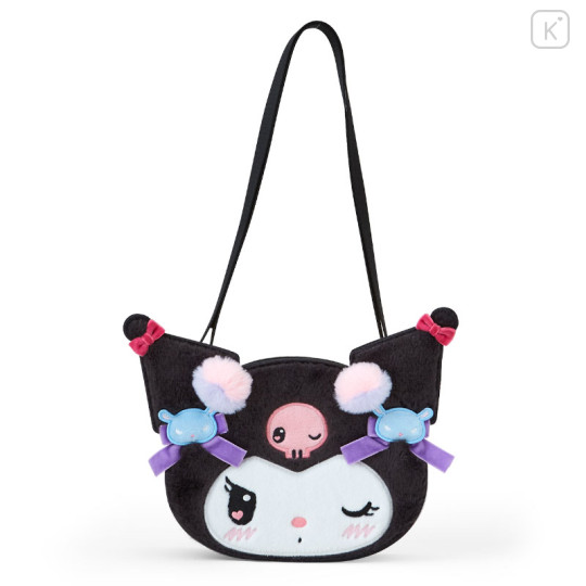 Japan Sanrio Original Face-shaped Shoulder Bag - Kuromi / Romantic Room - 1