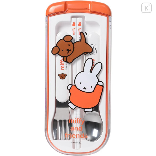 Japan Miffy Bento Lunch Cutlery Set Spoon Fork Chopstick - Miffy / White & Orange - 1