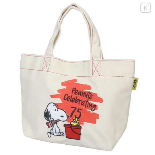 Japan Peanuts Mini Tote Bag - Snoopy & Woodstock / Happiness 75th Anniversary Orange Red - 1